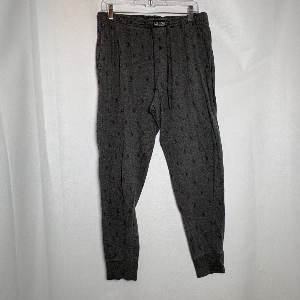 Polo Ralph Lauren Men's Gray Pony Logo Pajama Lounge Pants Size L Comfy Knit